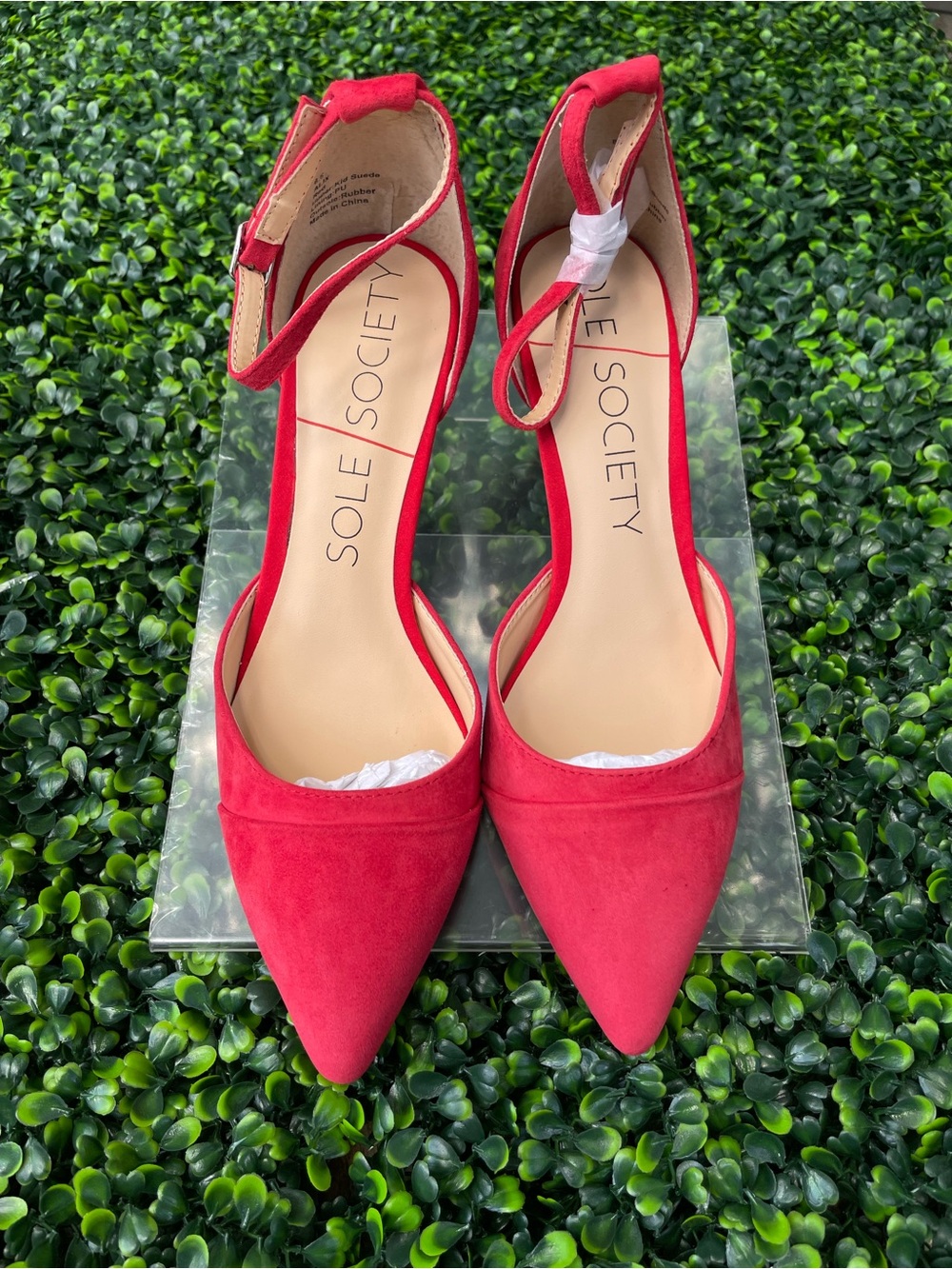 Sole Society Red Pointed-Toe Ankle-Strap Heels